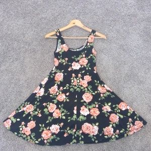 Rose Print Floral Skater Dress